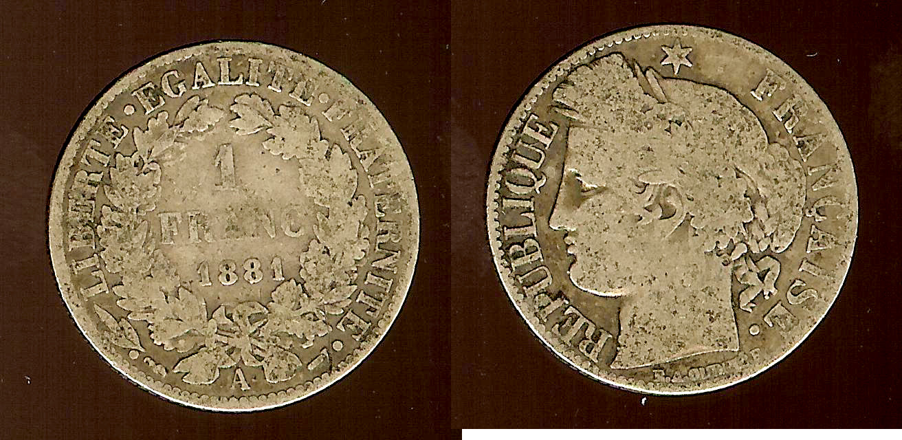1 franc Ceres 1881A F+